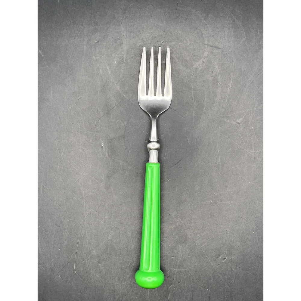 Vtg Oxford‎ Hall Stainless Flatware Green Handle MCM Japan 1973 Sm. Fork